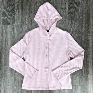 Pink Button Down Sweater/Cardigan with Hoodie